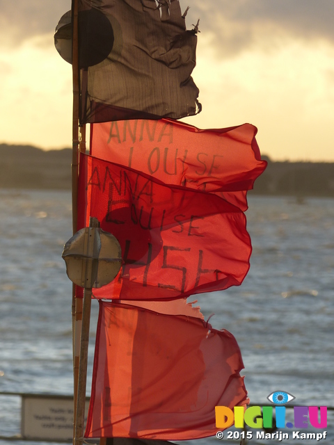 FZ019456 Buoy marker flags on fishing boat